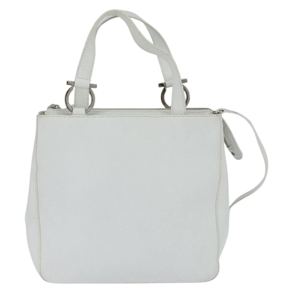 Salvatore Ferragamo Leather Gancini Handbag White